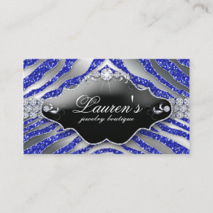 Jewellery Zebra Business Card Sparkle Blue SB