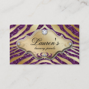 Jewellery Zebra Business Card Sparkle Purple Gold