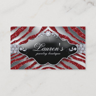 Jewellery Zebra Business Card Sparkle Red SB