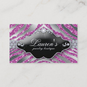Jewellery Zebra Business Card Sparkle SB Pink