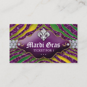 Jewellery Zebra Fleur de lis Mardi Gras Party Business Card