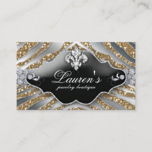 Jewellery Zebra Fleur de lis Sparkle Gold Loyalty Card