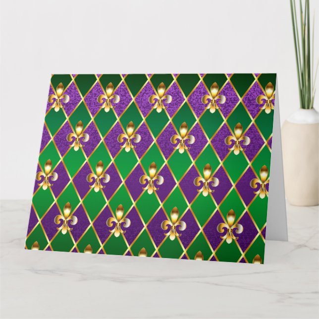 Jewelry Background Mardi Gras Card (Front)