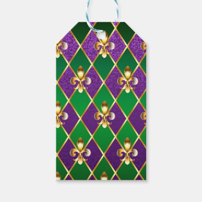 Jewelry Background Mardi Gras Gift Tags (Front)