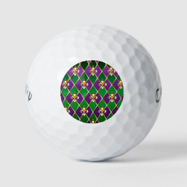 Jewelry Background Mardi Gras Golf Balls (Front)