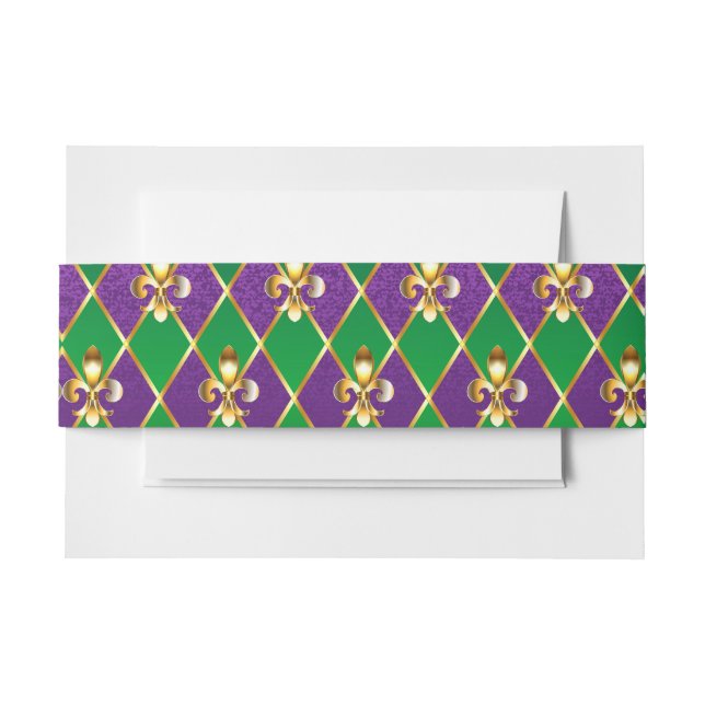 Jewelry Background Mardi Gras Invitation Belly Band (Front Example)