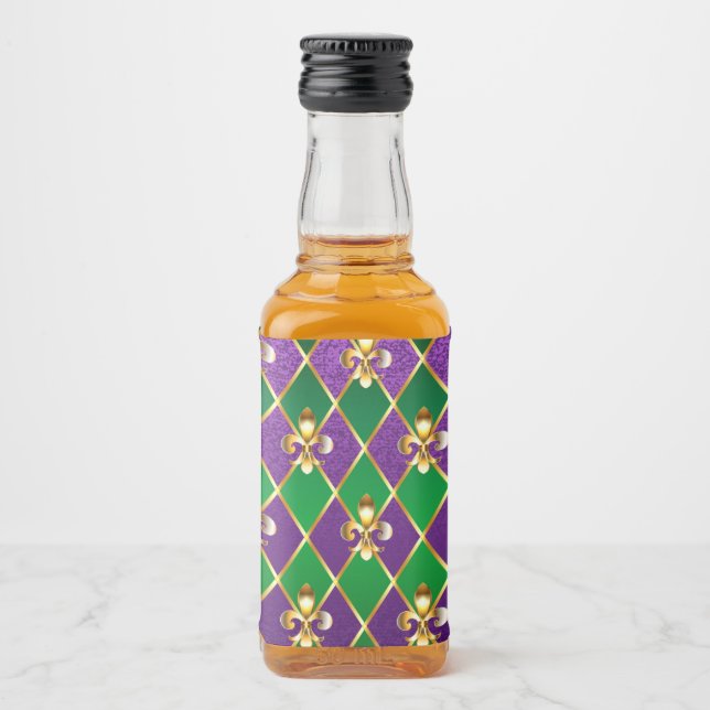 Jewelry Background Mardi Gras Liquor Bottle Label (Front)