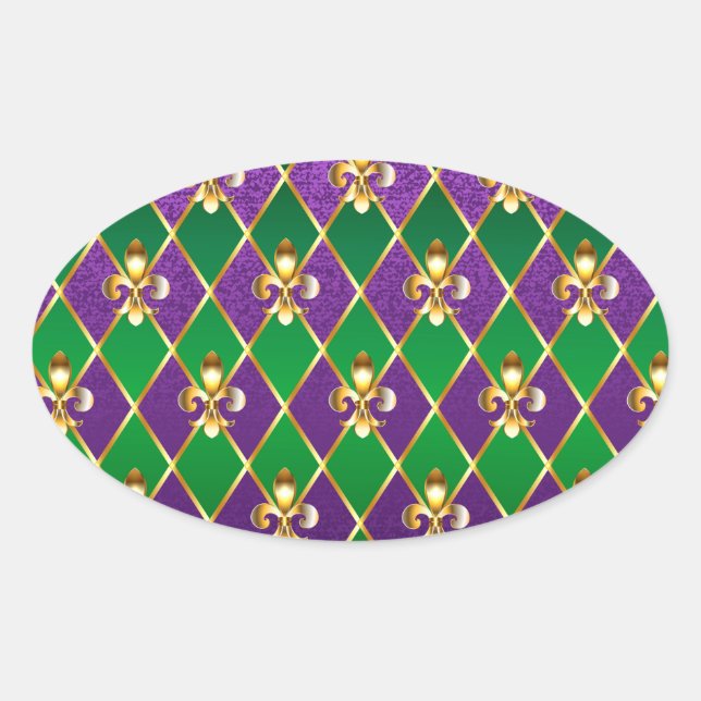Jewelry Background Mardi Gras Oval Sticker (Front)