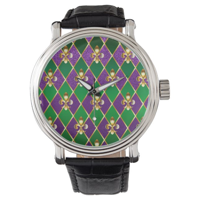 Jewelry Background Mardi Gras Watch (Front)