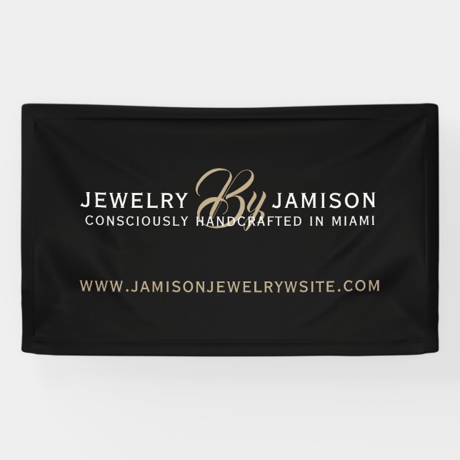 JEWELRY BY Personal Name Brand Business Gold Black Banner (Horizontal)
