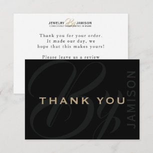 JEWELRY BY Personal Name Brand Business Gold Black Thank You Card