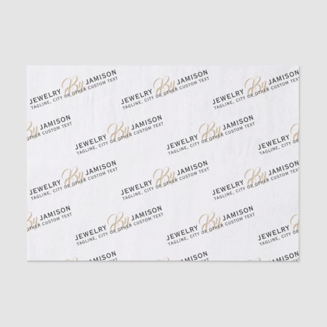 JEWELRY BY Personal Name Brand Business Gold White Tissue Paper (Front)