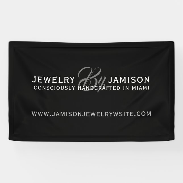 JEWELRY BY Personal Name Brand Business Silver Bla Banner (Horizontal)