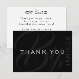 JEWELRY BY Personal Name Brand Business Silver Bla Thank You Card
