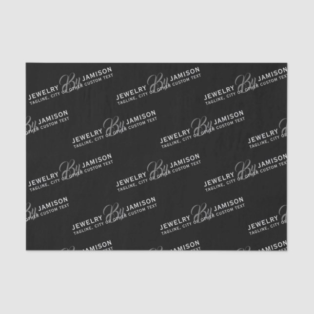 JEWELRY BY Personal Name Brand Business Silver Tissue Paper (Front)