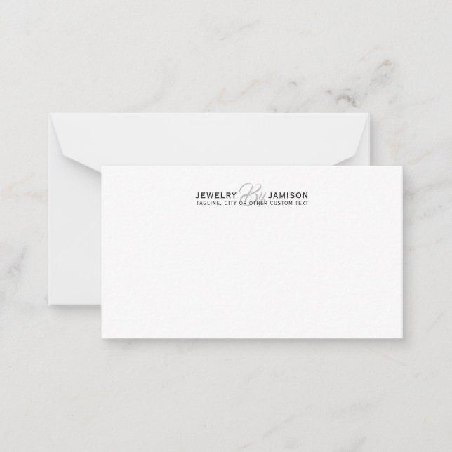 JEWELRY BY Personal Name Brand Business Silver Whi Card (Front)