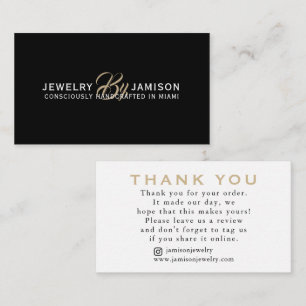 JEWELRY BY Personal Name Brand Gold Thank You Card