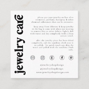 Jewelry Care Card, Order Insert, Small Business Enclosure Card
