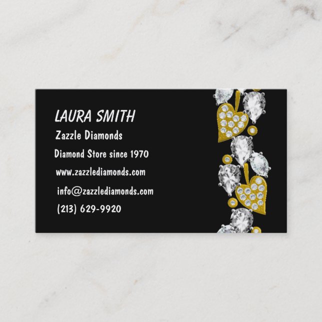 JEWELRY CUSTOMIZABLE BUSINESS CARD - Black (Front)