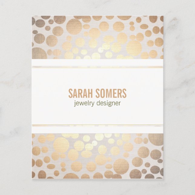 Jewelry Designer Faux Gold Leaf Circle Linen Look Flyer (Front)