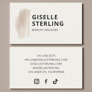 Jewelry Designer Neutral Beige Watercolor Elegant Business Card