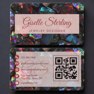 Jewelry Designer Opal Gemstone QR Code Business Card
