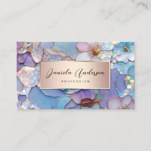 Jewelry Luxury Flowers, Chic Opal Textures QR Code Business Card