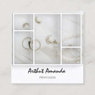 Jewelry Luxury Goods Pearls Gold White VIP Square Business Card