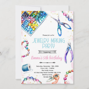 Jewelry Making Party Birthday Invitation