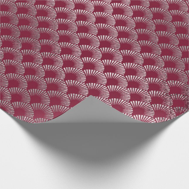Jewelry Scales Maroon Burgundy Silver Vip Wrapping Paper (Corner)