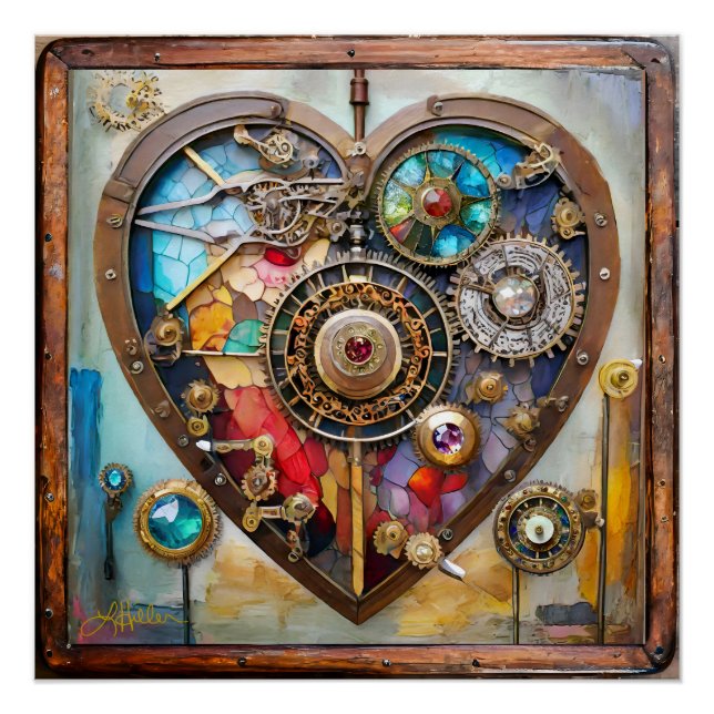 Jewels And Stained Glass Heart Steampunk Series Poster (Front)