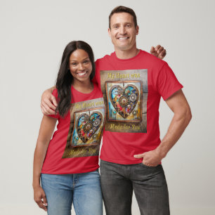 Jewels And Stained Glass Heart Steampunk Series T-Shirt
