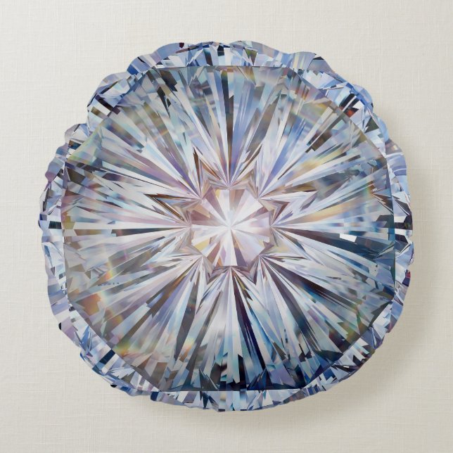 Jewels flower gemstone Diamond  Round Cushion (Front)