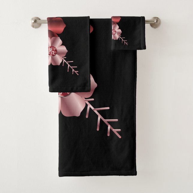 Jewels Flowers Bathroom Towel Set Design (Insitu)