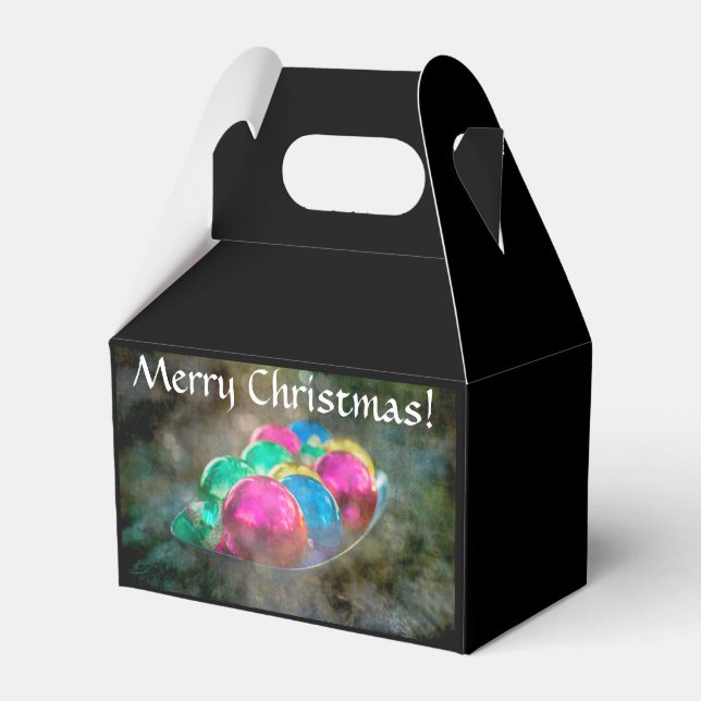 Jewels of the Forest Merry Christmas on Black Favour Box (Back Side)