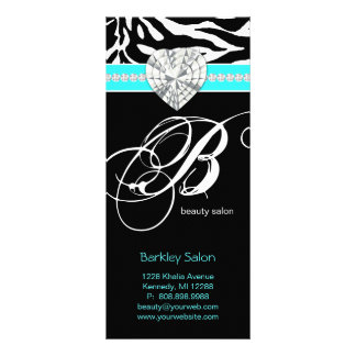Jewels Zebra Beauty Salon Spa Blue Rack Card