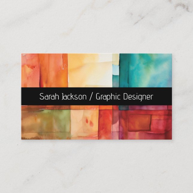 Jeweltone Colour Blocks Graphic Artist Business Card (Front)