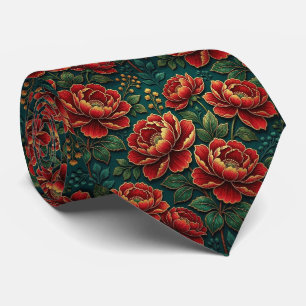 Jeweltone Flowers with Gold Accents Tie