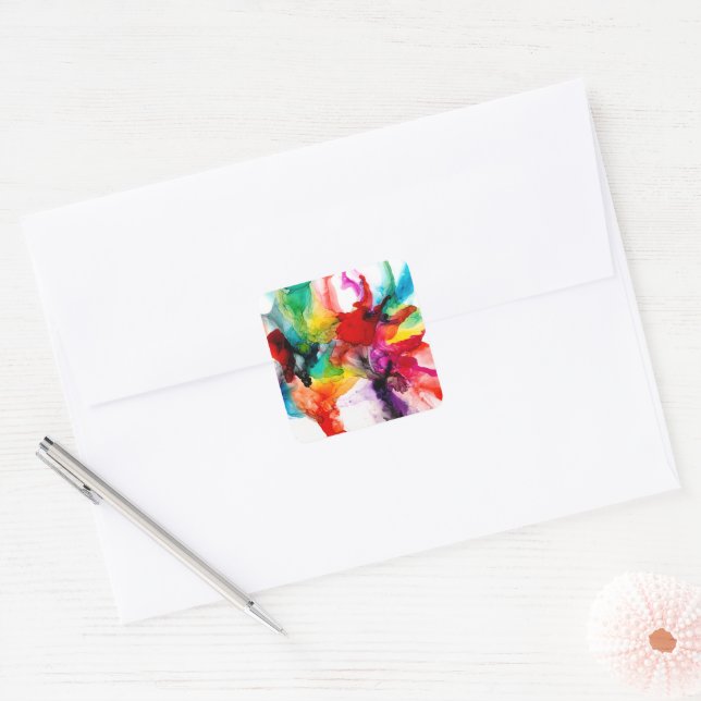 Jeweltone Prism - Watercolor Square Sticker (Envelope)