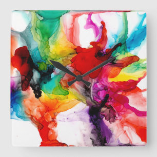 Jeweltone Prism - Watercolor Square Wall Clock