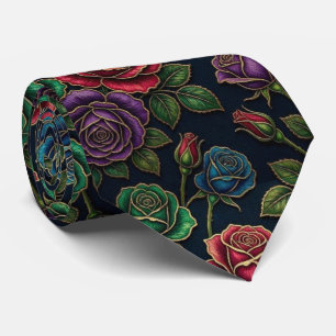 Jeweltone Roses with Gold Accents Tie