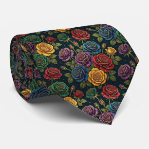 Jeweltone Roses with Gold Accents Tie