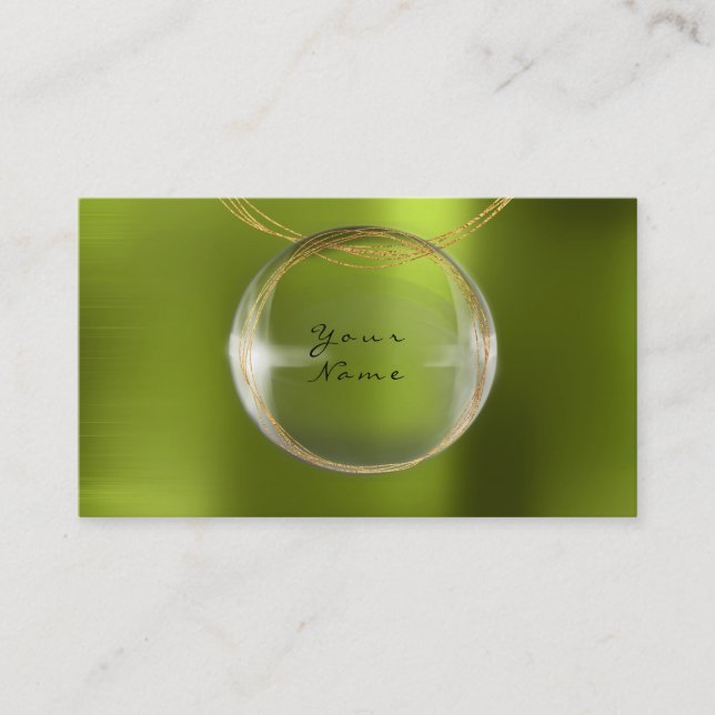 Jewely Stylist Gold Glass Ball Lemon Green Metal Business Card (Front)