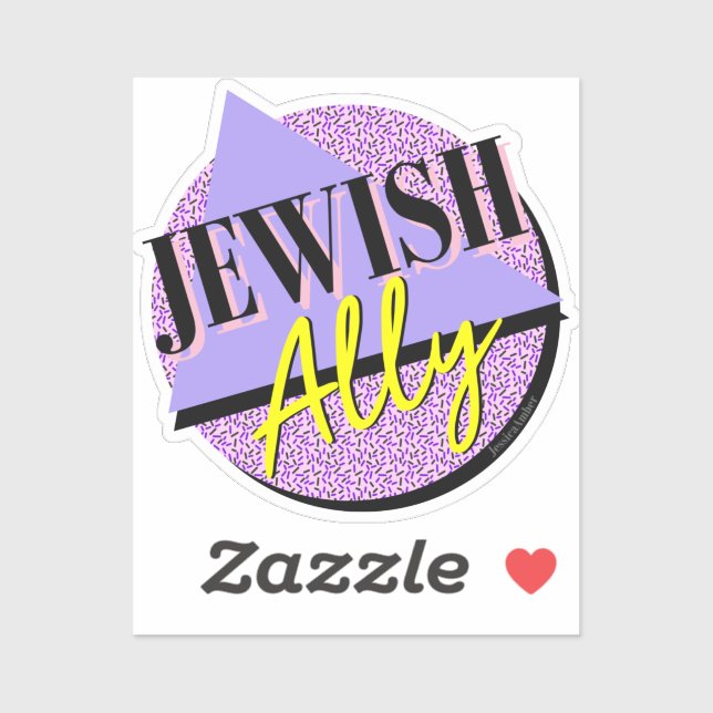 Jewish Ally Purple Yellow 90s Typography Retro (Sheet)