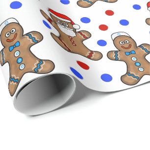 Jewish and Santa Gingerbread Men Wrapping Paper