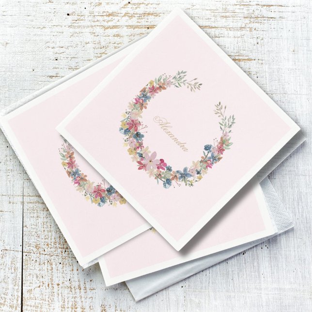 Jewish Baby Pretty Field Flowers Gold Colour  Napkin (Creator Uploaded)