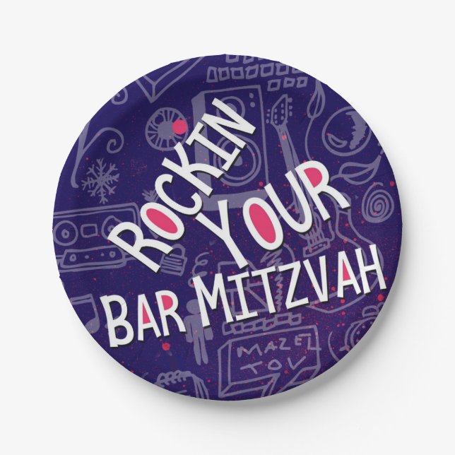 Jewish Bar Mitzvah Decorations-Paper Plates (Front)