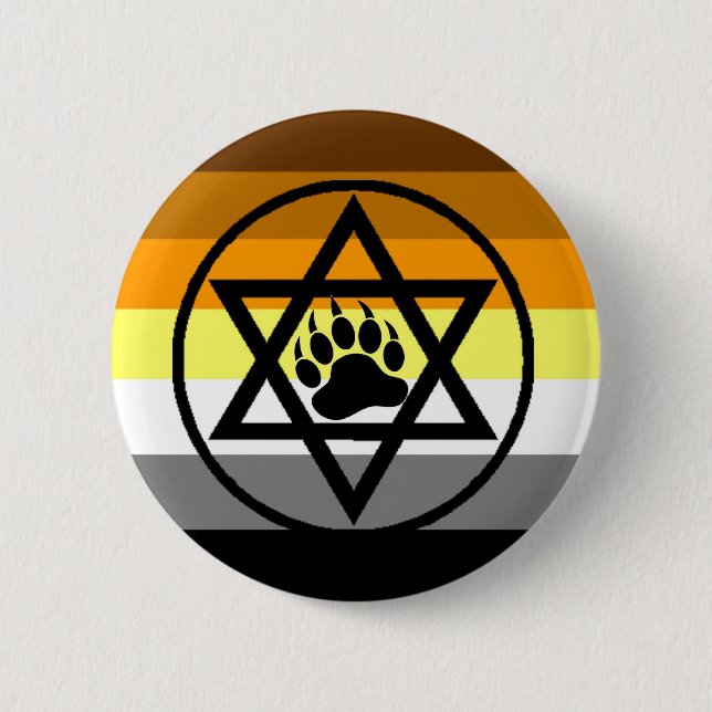 Jewish Bear Pride Flag 6 Cm Round Badge (Front)