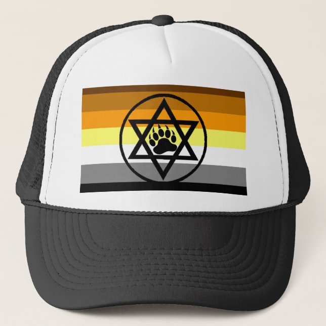 Jewish Bear Pride Flag Trucker Hat (Front)