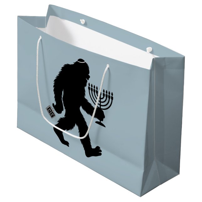 Jewish Bigfoot Hanukkah Chanukah Humour Hilarious  Large Gift Bag (Front Angled)